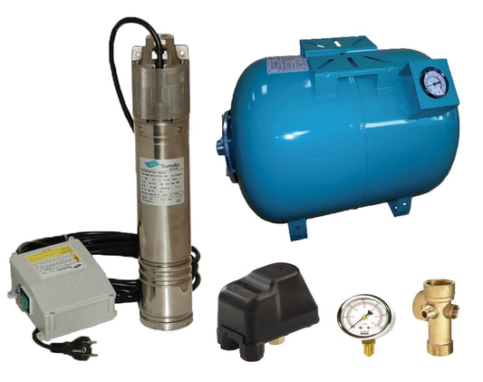 Kit complet sistem hidrofor, pompa submersibila SUMOTO ONKM150/80, rezervor de 80 litri cu manometru, presostat, racord 5 cai, manometru, SM0071/80M
