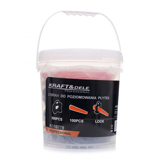 Set cleme si pene pentru nivelare gresie, 600 elemente, Kraft&Dele KD10778