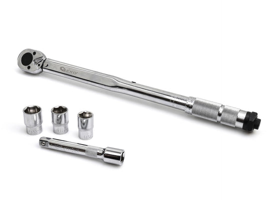 Set cheie dinamometrica 1/2" 28-210Nm cu prize si extensie, Geko G10064