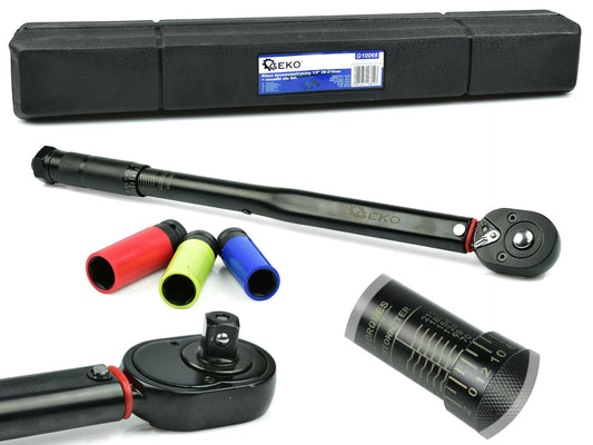Set cheie dinamometrica 1/2" 28-210Nm cu prize din aluminiu, Geko G10068
