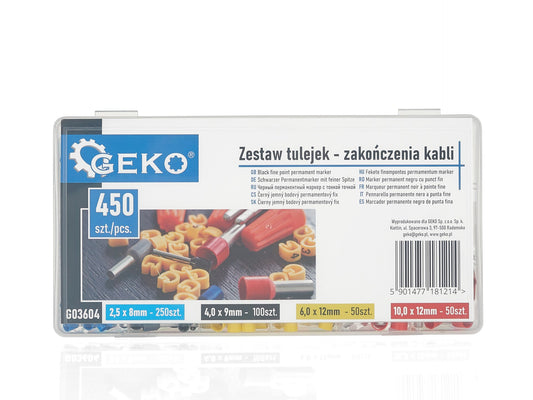 Set terminale si conectori cablu, 450 elemente, Geko G03604