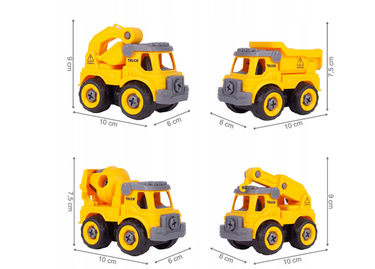 Set vehicule de constructii pentru asamblare, 4 piese, MalPlay 109277
