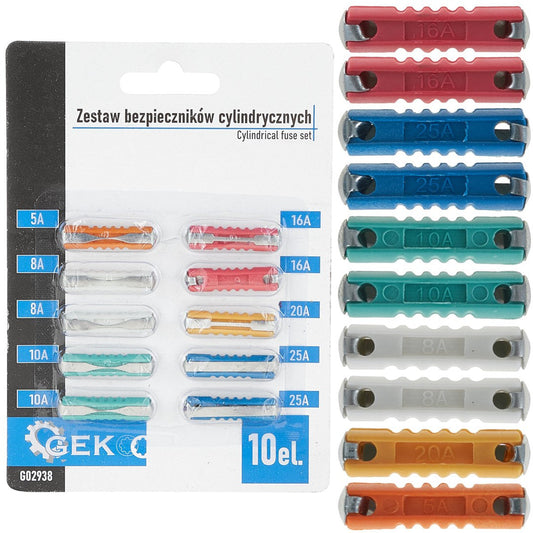 Set sigurante cilindrice, 10 elemente, Geko G02938