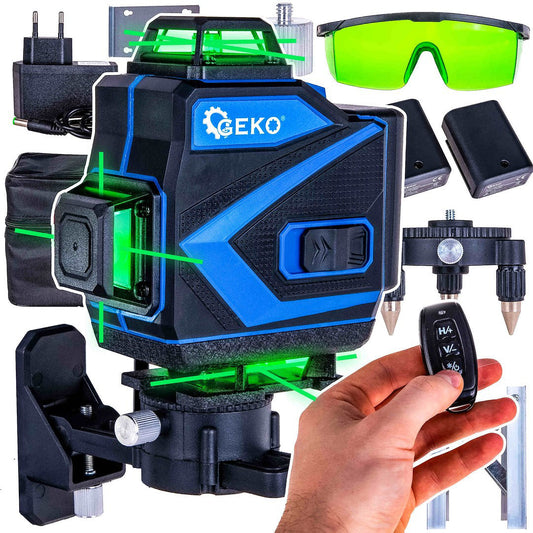 Nivela laser cu acumulator, 360 grade, 4D, 2 acumulatori, Geko G03307