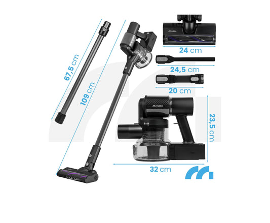Aspirator vertical fara sac cu accesorii 3 in 1, perie electrica cu LED, 250 W, MalTec 113544