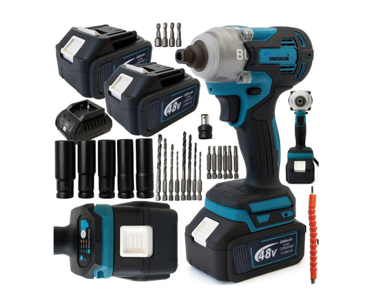 Cheie de impact cu acumulator si accesorii, 1 / 2", 650 Nm, Ondragon OD2253