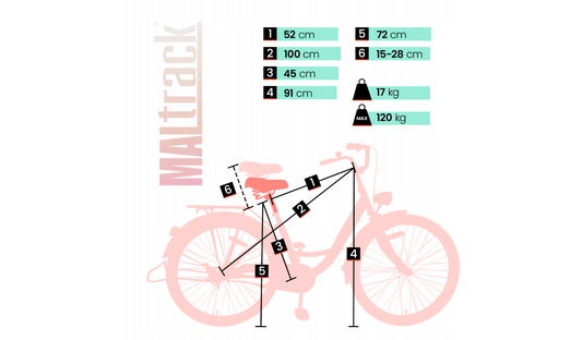 Bicicleta de oras cu cadru de otel 18", diametru roti 28", negru, capacitate maxima 120 kg, MalTrack 110966
