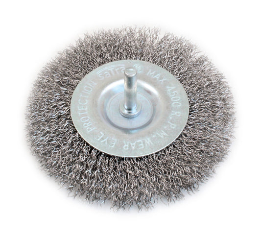 Perie tip disc de sarma cu tija, 100 x 6 mm, SaTra S-100SB6