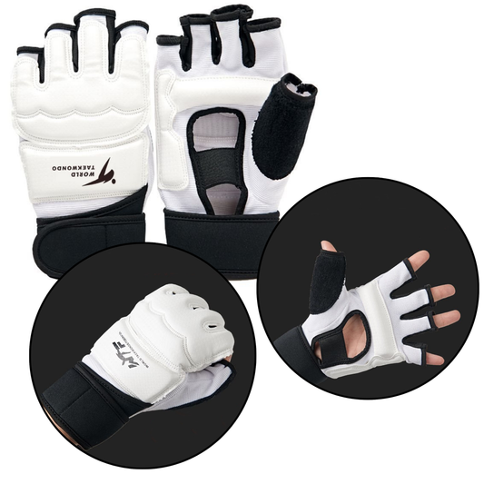 Manusi taekwondo, alb / negru, marimea XS, Lean 24929