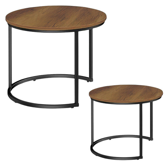 Set masute de cafea rotunde 2 in 1, lemn natural, 70x50cm, 45x44cm, Lean 26598