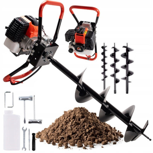 Motocultor pe benzina cu 3 burghie, 5.2 cp, 100 / 150 / 200 mm, Boxer Tools BX121