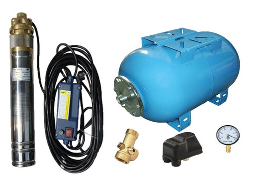 Kit complet sistem hidrofor, pompa submersibila Maxima SKM 150/24, rezervor de 24 litri, presostat, racord 5 cai, manometru, 03034013/24