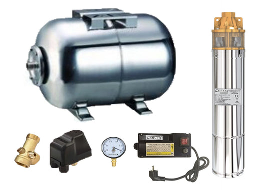 Kit complet sistem hidrofor, pompa submersibila Raider WP41/24, rezervor de 24 litri din inox, presostat, racord 5 cai, manometru, 070148/24I