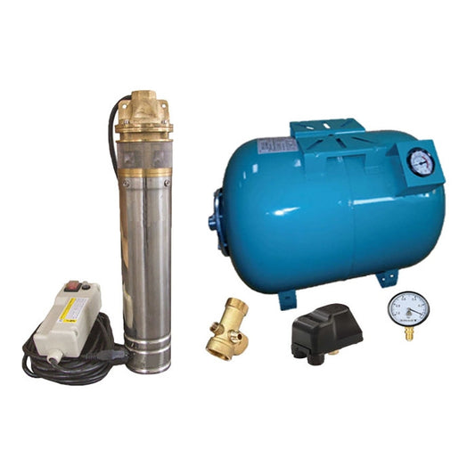 Kit complet sistem hidrofor, pompa submersibila Omnigena SKM 200/100, rezervor de 100 litri cu manometru, presostat, racord 5 cai, manometru, OM0062/100M
