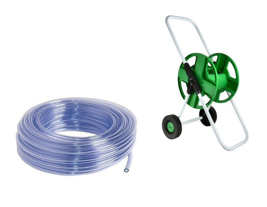 Kit pentru irigare, furtun gradina siliconat 3/4" 100m+carucior/suport pentru furtun de gradina, 1/2"-45m, 3/4"-25m, FS0003/G73220
