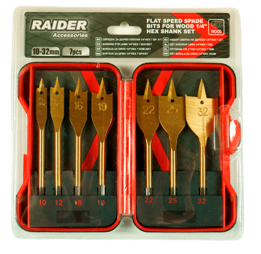 Set burghie pentru lemn plate Ø10-32mm 7 piese, Raider 157794