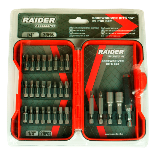 Set biti si adaptoare pentru surubelnita 29 piese, Raider 157792