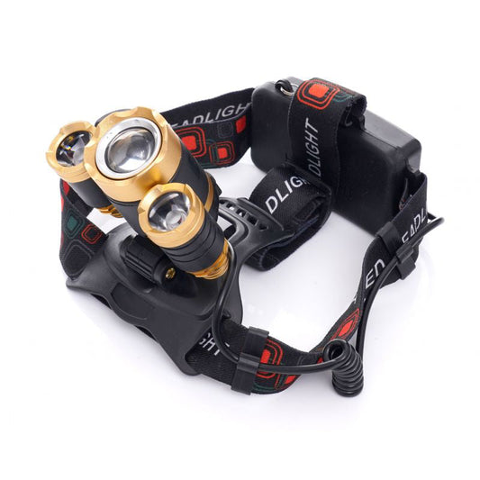 Lanterna frontala de cap T6 LED cu 2x Q5 zoom 1-2000x 18A, Kraft&Dele KD1246