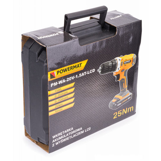 Bormasina cu acumulator 20V 1100rpm, Powermat PM-WA-20V-1.5AT-LCD