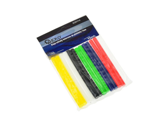 Baghete de silicon colorate pentru pistol de lipit 7mm 12 piese, Geko G20114