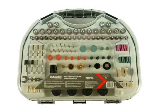 Set 249 accesorii pentru mini polizor, Raider 138402