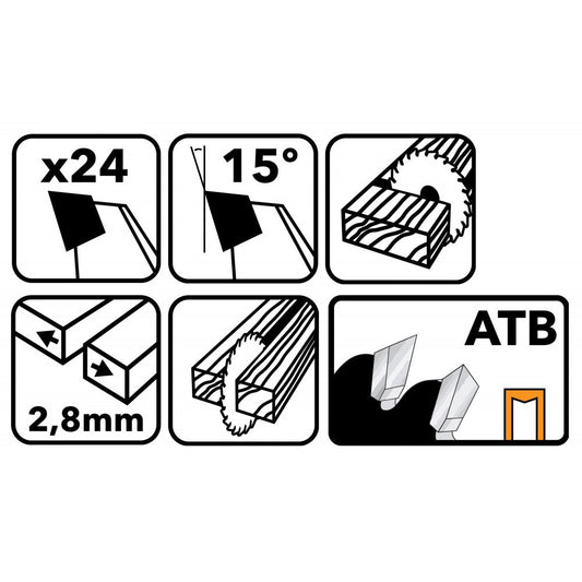 Disc pentru fierastrau circular TDD-255x30mm 24 dinti, Powermat PM0897