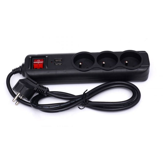 Prelungitor cu 3 prize si 2 porturi USB, 1.5 m, Kraft&Dele KD4031