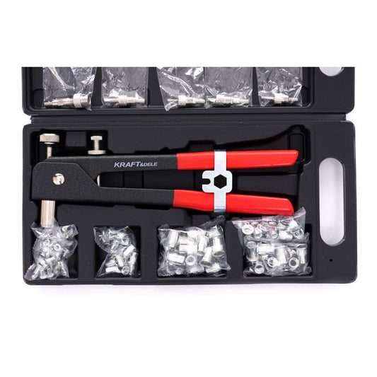 Trusa cu dispozitiv de nituire manual M3-M8, 106 elemente, Kraft&Dele KD10555