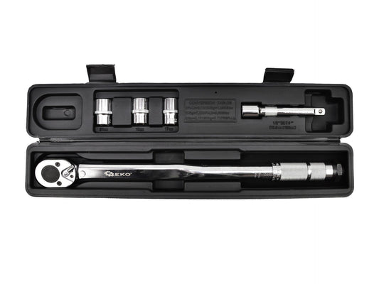 Set cheie dinamometrica 1/2" 28-210Nm cu prize si extensie, Geko G10064