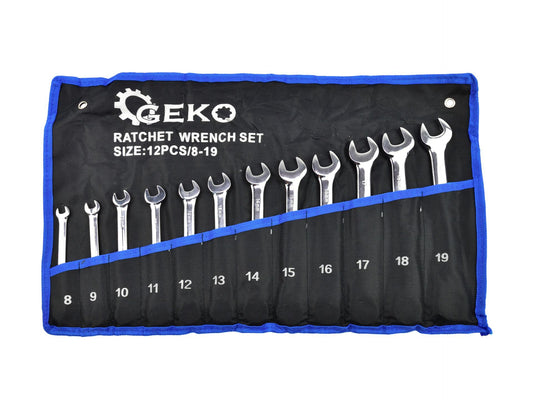 Set 12 chei combinate cu clichet 8-19 mm, Geko G10343