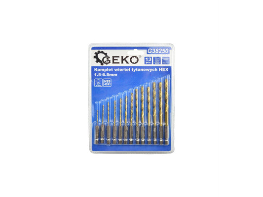 Set 13 burghie din titan, 1,5-6,5mm, Geko G38250
