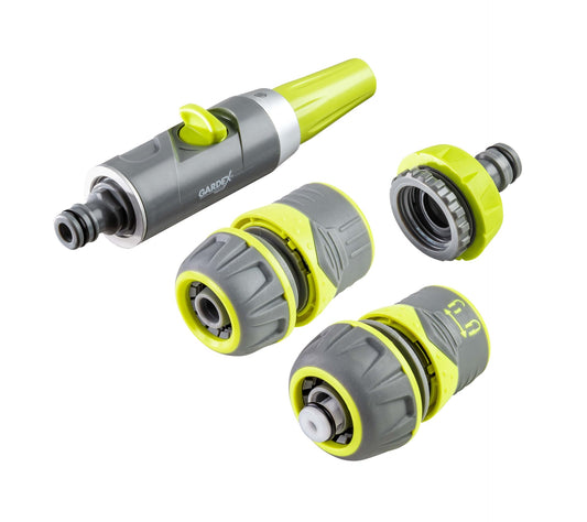 Set duza furtun, adaptor robinet 3/4" 1" si conectori Luxe, Gardex 404000