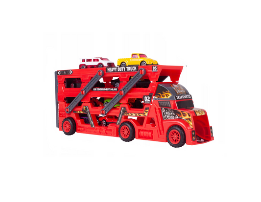 Set camion de remorcare cu 3 nivele, 8 masini, MalPlay 109208