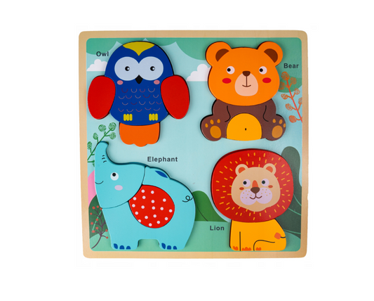 Puzzle lemn cu animalute, 12 piese, MalPlay 109759
