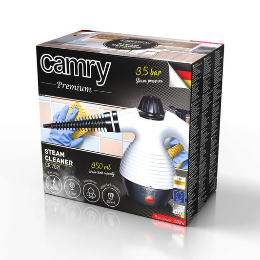 Aparat de curatat cu abur pentru casa, masina, tapiterie, textile, 350 ml, 3.5 bar, 1100 W, Camry CR7021