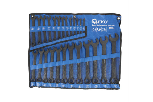 Set chei combinate. 6-32 mm, negru, 25 elemente, Geko G11261