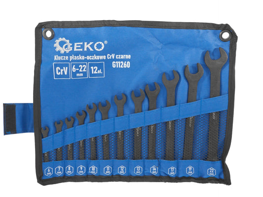 Set chei combinate, 6-22 mm, 12 elemente, negru, Geko G11260