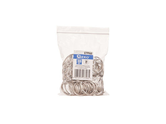 Set inele breloc, 30 mm, 100 elemente, Geko G79960