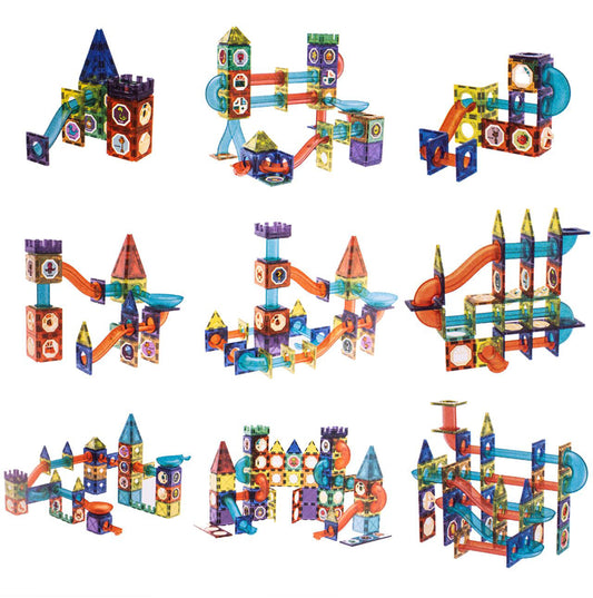 Set piese magnetice de construit, 75 elemente multicolore, MalPlay 110173