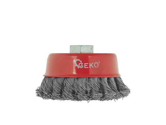 Perie cupa din sarma pentru slefuit, 85 mm, prindere M14, Geko G00594-1