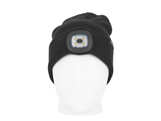Caciula de iarna cu lanterna LED reincarcabila, negru, Geko G90407