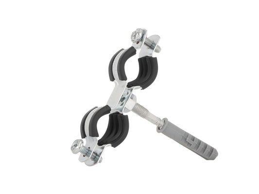 Clema metalica dubla cu cauciuc pentru fixare tevi in perete, 3 / 8", 15-19 mm, Geko G17280