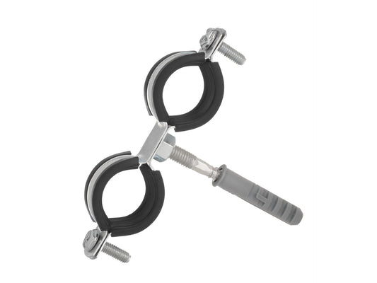 Clema metalica dubla cu cauciuc pentru fixare tevi in perete, 3 / 4", 26-30 mm, Geko G17282
