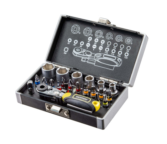 Set biti si tubulare cu clichet, 26 elemente, Topmaster 330157