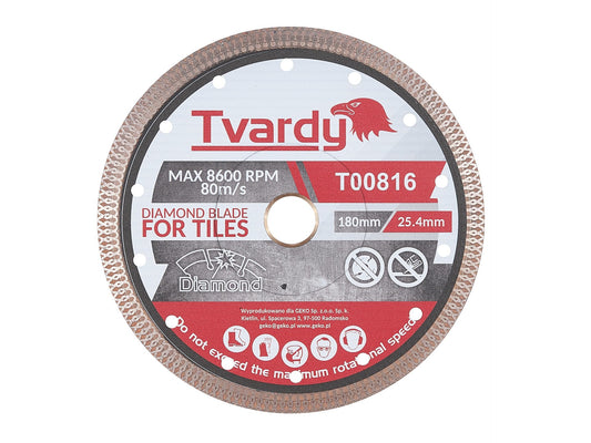 Disc diamantat pentru portelan, 180 x 10 mm, orificiu de montare 25.4 mm, Tvardy T00816