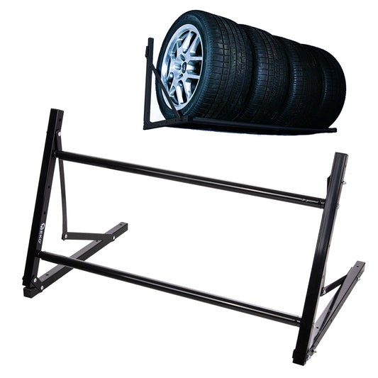 Suport reglabil pentru roti / anvelope, 81-120 cm, capacitate maxima de 100 kg, functie de pliere, Geko G71255