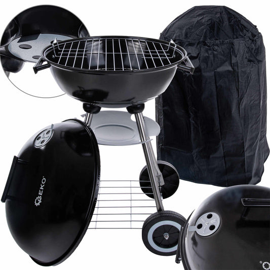 Gratar rotund pe carbuni cu capac, diametru 39 cm, Geko G80512