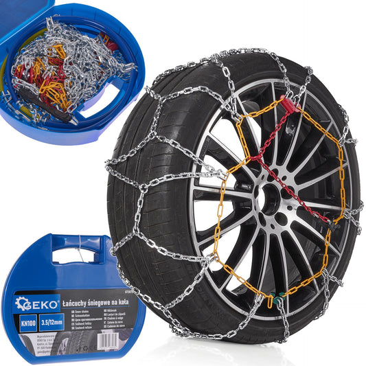 Set lanturi de zapada pentru roti, KN100 3.5 / 12 mm, Geko G73875