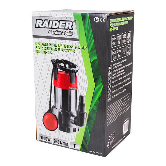 Pompa submersibila inox RD-WP65, 1100 W, 1", 333 l / min, 9 m, Raider 070172