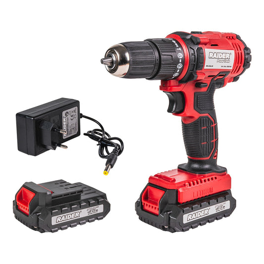 Bormasina cu percutie RD-CDL38 cu acumulator, 18 V, 2 x 2 Ah, 30 Nm, 10 mm, Raider 030184